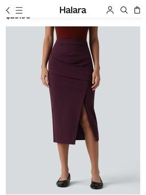 Halara high waisted split hem crossover striped bodycon skirt